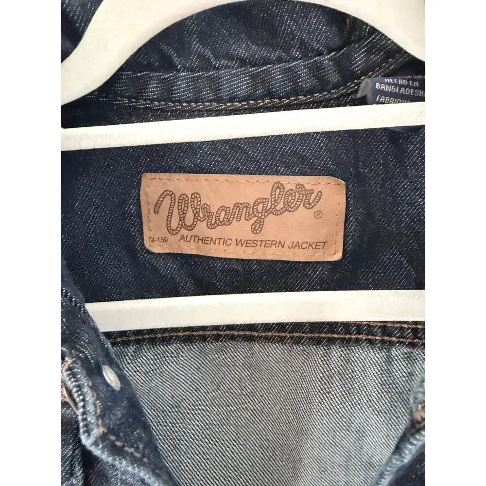 Wrangler Boy’s Aztec-Style Pattern Dark Wash Denim Jacket-Size M
